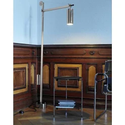 Bh 23 Tecnolumen Lampadaire Nickel Mat, 1 Lumiere