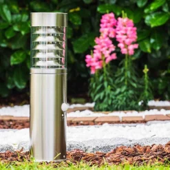 Borne D'Éclairage Dakar Acier Inoxydable, 1 Lumiere, Detecteur De Mouvement