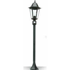 Borne D'Éclairage Lutec Bristol Noir, 1 Lumiere, Detecteur De Mouvement