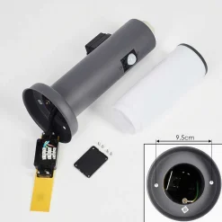 Borne Lumineuse Caserta Anthracite, 1 Lumiere, Detecteur De Mouvement