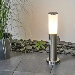 Borne Lumineuse Caserta Nickel Mat, 1 Lumiere, Detecteur De Mouvement