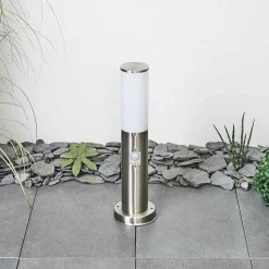 Borne Lumineuse Caserta Nickel Mat, 1 Lumiere, Detecteur De Mouvement
