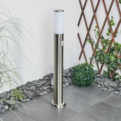 Borne Lumineuse Caserta Nickel Mat, 1 Lumiere, Detecteur De Mouvement