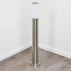 Borne Lumineuse Caserta Nickel Mat, 1 Lumiere, Detecteur De Mouvement