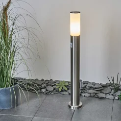 Borne Lumineuse Caserta Nickel Mat, 1 Lumiere, Detecteur De Mouvement