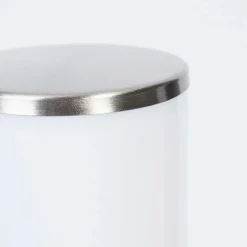 Borne Lumineuse Caserta Nickel Mat, Blanc, 1 Lumiere, Detecteur De Mouvement