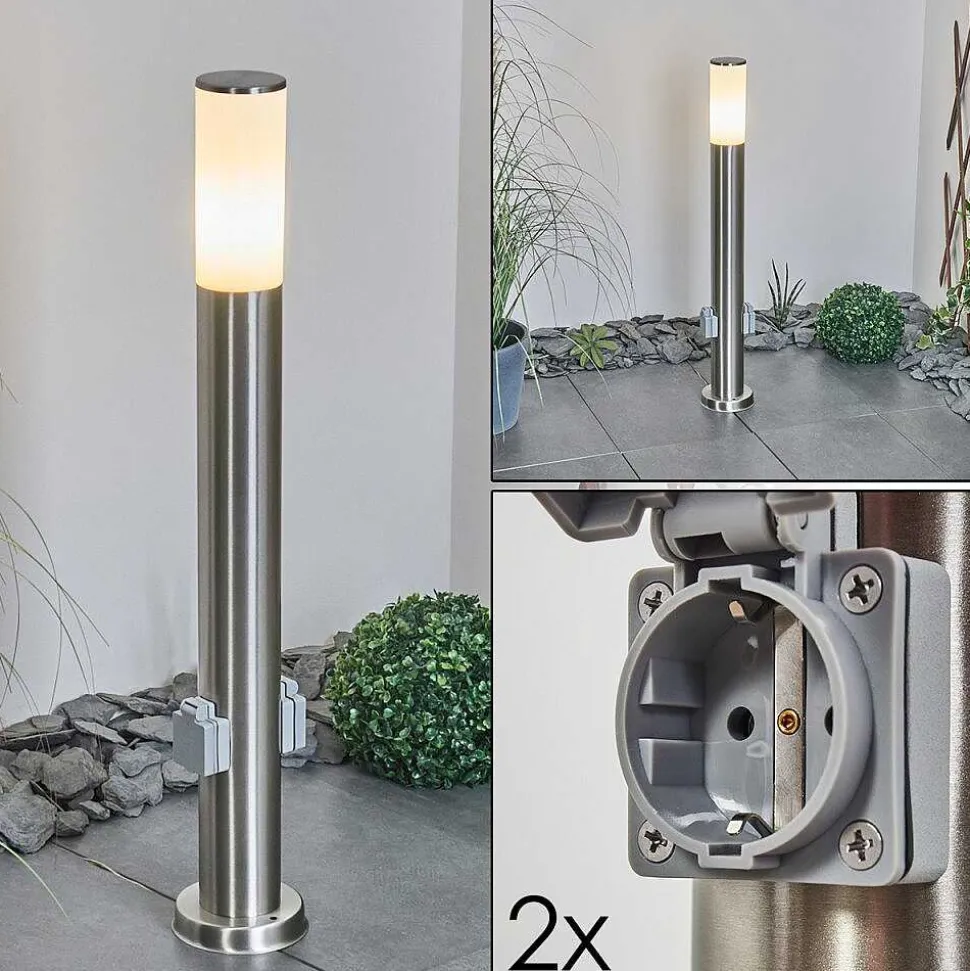 Borne Lumineuse Caserta Nickel Mat, 1 Lumiere