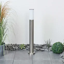 Borne Lumineuse Caserta Nickel Mat, Blanc, 1 Lumiere