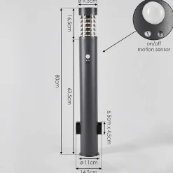 Borne Lumineuse Dakar Anthracite, 1 Lumiere, Detecteur De Mouvement