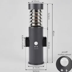 Borne Lumineuse Dakar Anthracite, 1 Lumiere, Detecteur De Mouvement