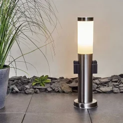 Borne Lumineuse Gaborone Led Nickel Mat, 1 Lumiere