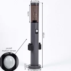 Borne Lumineuse Gaborone Anthracite, 1 Lumiere, Detecteur De Mouvement