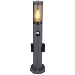 Borne Lumineuse Globo Boston Anthracite, 1 Lumiere, Detecteur De Mouvement