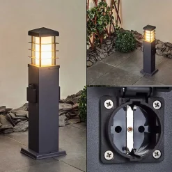 Borne Lumineuse Habolale Gris, 1 Lumiere