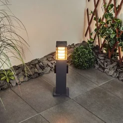 Borne Lumineuse Habolale Gris, 1 Lumiere