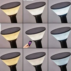 Borne Lumineuse Joennierni Led Noir, 1 Lumiere, Detecteur De Mouvement, Changeur De Couleurs