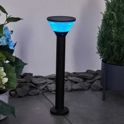 Borne Lumineuse Joennierni Led Noir, 1 Lumiere, Detecteur De Mouvement, Changeur De Couleurs
