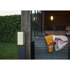 Borne Lumineuse Lutec Qubo Led Anthracite, 1 Lumiere, Changeur De Couleurs