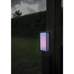 Borne Lumineuse Lutec Qubo Led Anthracite, 1 Lumiere, Changeur De Couleurs