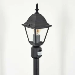 Borne Lumineuse Naofe Noir, 1 Lumiere, Detecteur De Mouvement