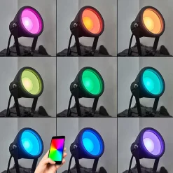 Borne Lumineuse Sempach Led Noir, 1 Lumiere, Changeur De Couleurs