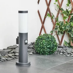 Borne Lumineuse Sessa Anthracite, 1 Lumiere, Detecteur De Mouvement
