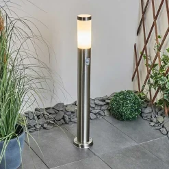 Borne Lumineuse Sessa Nickel Mat, 1 Lumiere, Detecteur De Mouvement