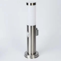 Borne Lumineuse Sessa Nickel Mat, 1 Lumiere, Detecteur De Mouvement
