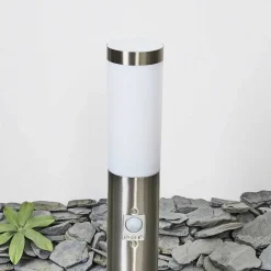 Borne Lumineuse Sessa Nickel Mat, 1 Lumiere, Detecteur De Mouvement