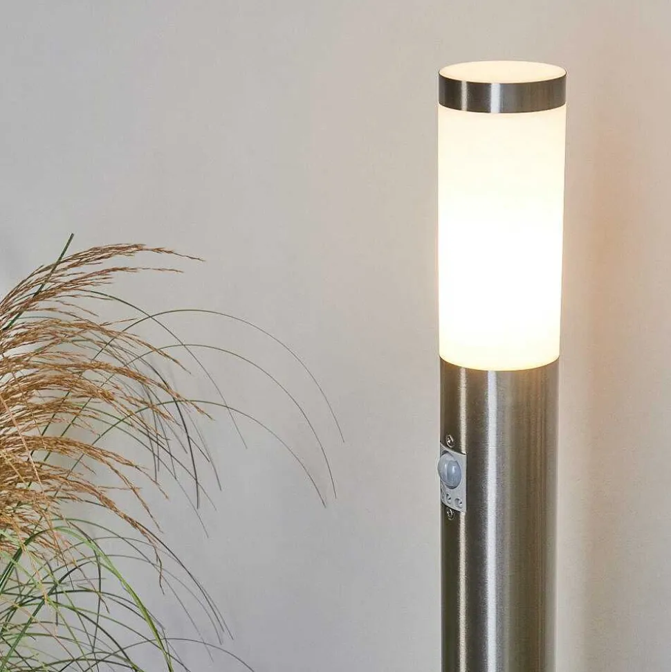 Borne Lumineuse Sessa Nickel Mat, 1 Lumiere, Detecteur De Mouvement