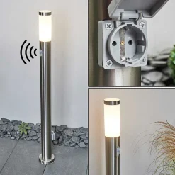 Borne Lumineuse Sessa Nickel Mat, 1 Lumiere, Detecteur De Mouvement