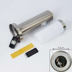 Borne Lumineuse Sessa Nickel Mat, 1 Lumiere, Detecteur De Mouvement