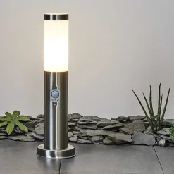 Borne Lumineuse Sessa Nickel Mat, 1 Lumiere, Detecteur De Mouvement