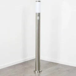 Borne Lumineuse Sessa Nickel Mat, 1 Lumiere, Detecteur De Mouvement