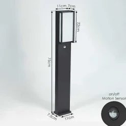 Borne Lumineuse Skove Led Anthracite, 1 Lumiere, Detecteur De Mouvement