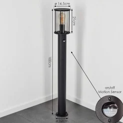 Borne Lumineuse Sumalao Noir, 1 Lumiere, Detecteur De Mouvement