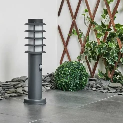 Borne Lumineuse Tunes Anthracite, 1 Lumiere, Detecteur De Mouvement