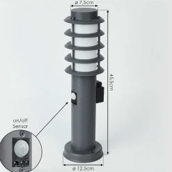 Borne Lumineuse Tunes Anthracite, 1 Lumiere, Detecteur De Mouvement
