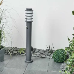 Borne Lumineuse Tunes Anthracite, 1 Lumiere, Detecteur De Mouvement