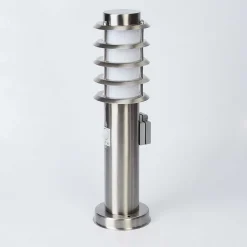 Borne Lumineuse Tunes Nickel Mat, 1 Lumiere, Detecteur De Mouvement