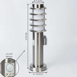 Borne Lumineuse Tunes Nickel Mat, 1 Lumiere, Detecteur De Mouvement