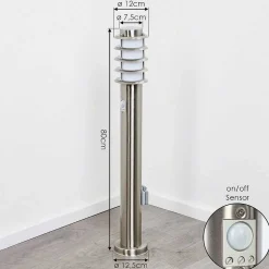 Borne Lumineuse Tunes Nickel Mat, 1 Lumiere, Detecteur De Mouvement