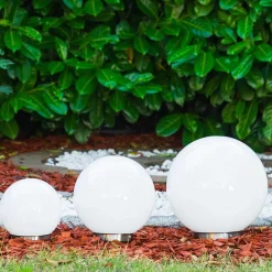 Boule Lumineuse Solar Led Acier Inoxydable, 2 Lumieres