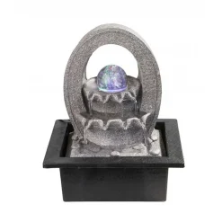 Fontaine Globo Albert Led Gris, 4 Lumieres, Changeur De Couleurs