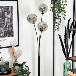 Lampadaire - Verre 15 Cm Bernado Fume, 3 Lumieres