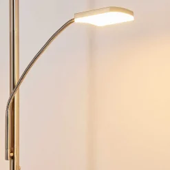 Lampadaire A Vasque Thyolo Led Acier Brosse, 2 Lumieres