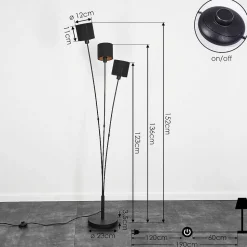 Lampadaire Alsen Noir, 3 Lumieres