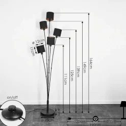 Lampadaire Alsen Noir, 5 Lumieres