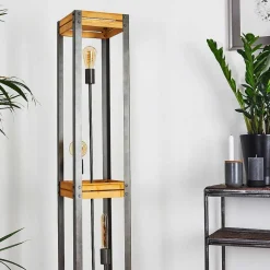Lampadaire Apia Brun Clair, Argente, 3 Lumieres