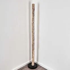 Lampadaire Bansberia Led Bois Clair, Noir, 1 Lumiere